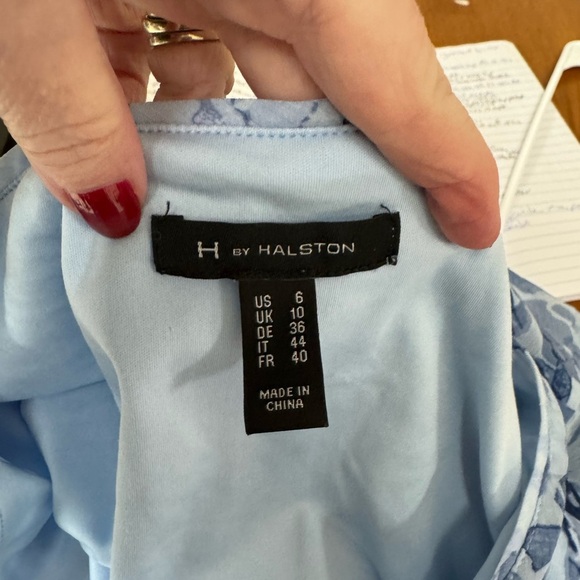 H by Halston Blue Floral maxi Dress high low hem size6 17-18in pit - Picture 3 of 7